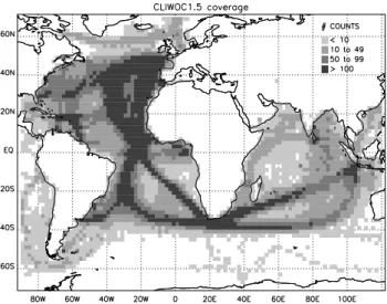 Fig. 1. Raw coverage of the CLIWOC 1.5 data for the period 1750–