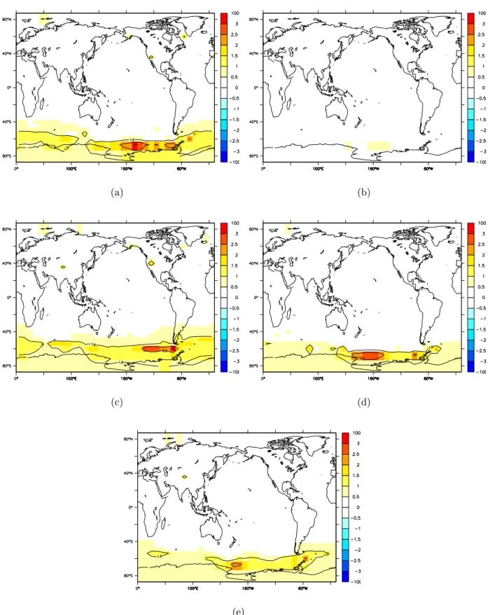 Fig. 11. Annual mean surface temperature in the × 10 accelerated 30 kyr simulation, relative to the non-accelerated simulation, at the LGM.