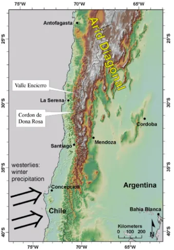 Fig. 1. Location of the research area Cordon de Do ˜na Rosa, as well as our previous research area Valle Encierro