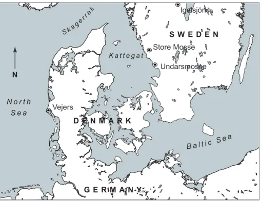 Fig. 1. Map showing the location of the Undarsmosse bog on the south-west coast of Sweden.