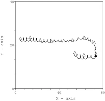 Fig. 11. Schematic view of the typical orbit followed by a particle crossing the magnetic field reversal.