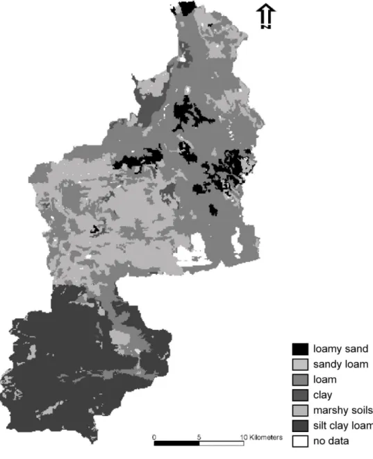 Figure 2: Soil character distribution of the Ammer River catchment.  Figure 2: Soil character distribution of the Ammer River catchment
