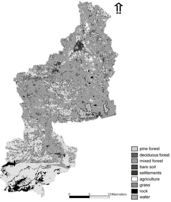 Figure 3: Classified land use distribution of the Ammer River catchment.  