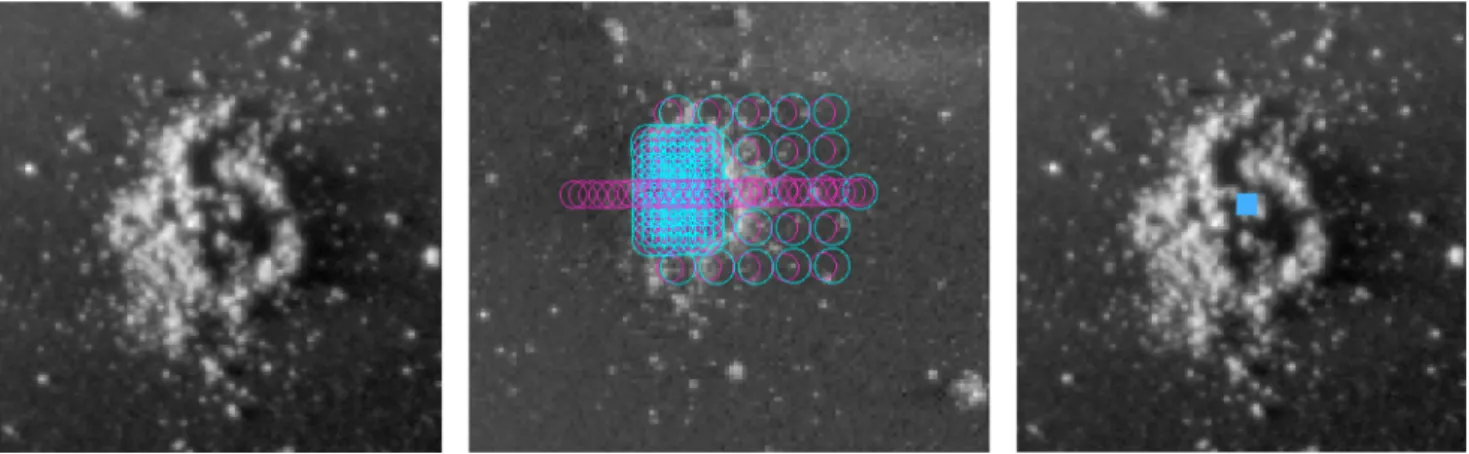 Figure 1. Images of the dust particle Jessica Lummene.2 on COSIMA Target 2CF. Panel (a) (from Langevin et al