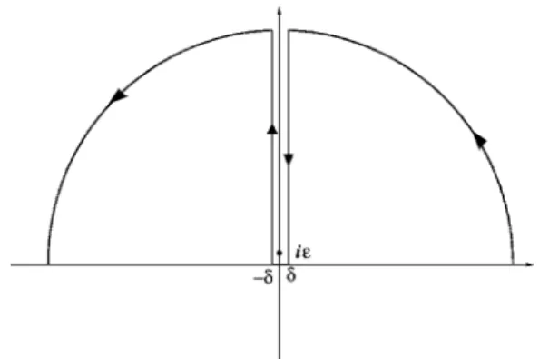FIG. 9. Contour in the complex plane for the integration of the time autocorrelation of the fluctuating force.