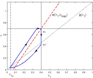 Figure 3: A periodic solution passing through P3, as in Theorem 4. The system can be also controlled to P3 ∗ (and hence to a neighbourhood of P3), according to Theorem 3.