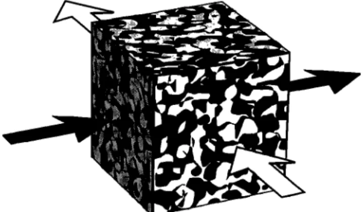 Figure 1. Schematic  of a control  volume  t$V with a mixture  of fluid (white) and matrix (black)