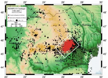 Fig. 4. Vrancea intermediate-depth seismic activity from 1981 to 2005 (a 3-D view of the hypocenter distribution).