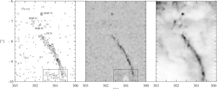 Fig. 2. Relative extinction map obtained from J-band 2MASS data of the Musca Dark Cloud
