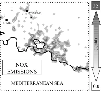 Fig. 3. Isoprene emission map for an ordinary day of July at 12:00 UTC.