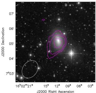 Figure 3. HI and stellar velocity fields of NGC 7710. In both panels, the black contours show the stellar isophotes