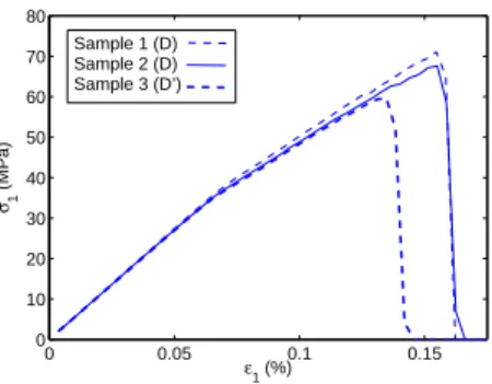 Figure 4: Uniaxial compressive test for different samples (D’ « D/2) with same parameters.
