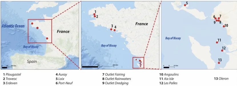 Figure 1: Map of France with the location of the study sites in the Brittany and Nouvelle-  Aquitaine regions
