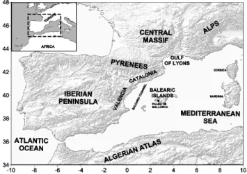 Fig. 1. Western Mediterranean Area. The map includes locations referred to in the text.