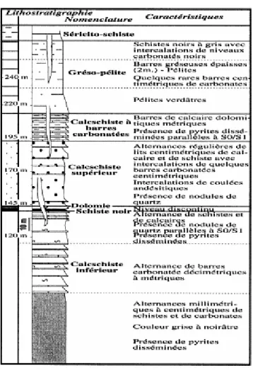 Figure 2. Succession lithostratigraphique du Haut Seksaoua.