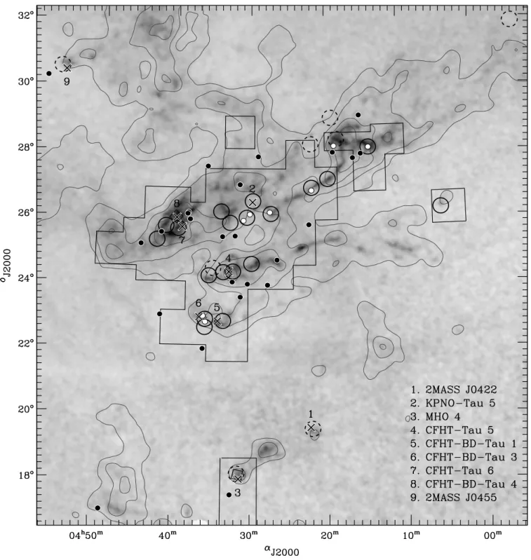 Fig. 1. The XMM-Newton Extended Survey of the Taurus Molecular Cloud (XEST). Contours show the 12 CO emission (Dame et al