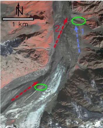 Fig. 7. Near-infrared QuickBird image of the superelevation zone.