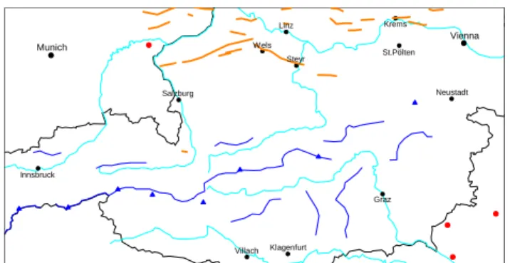 Fig. 11. As Fig. 8 but for flow type “north west” with wind direc- direc-tions at the 700 hPa-level between 270 ◦ and 360 ◦ .