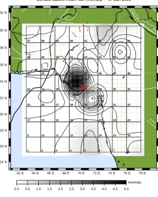 Fig. 5. Sequence of SLHF anomalies for the Gujarat earthquake of 26 January 2001.