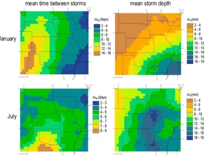 Figure 5. Estimates of two of the statistics of the Poisson rectangular-pulse stochastic 