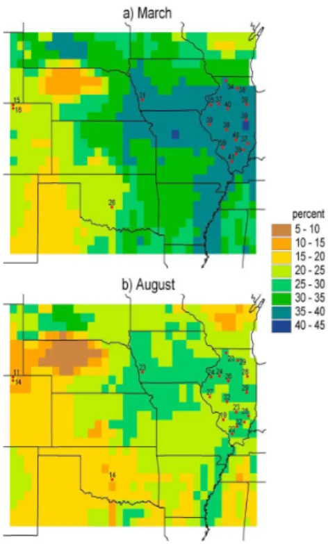 Figure 9.  Comparison of modeled (1951-1980) and observed (various record lengths) 