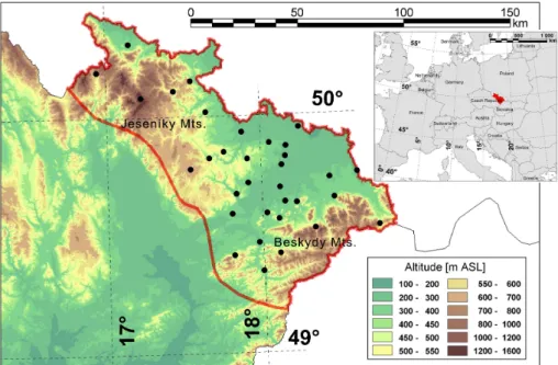 Fig. 1. Area under study and locations of the rain-gauge stations.