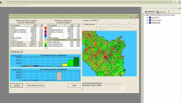 Fig. 2. Example of GIBSI window for the definition of land use management scenario.