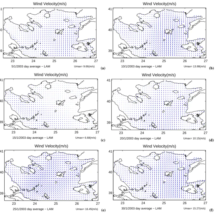 Fig. 4. Horizontal distribution of winds on January 2003 (5 day interval).