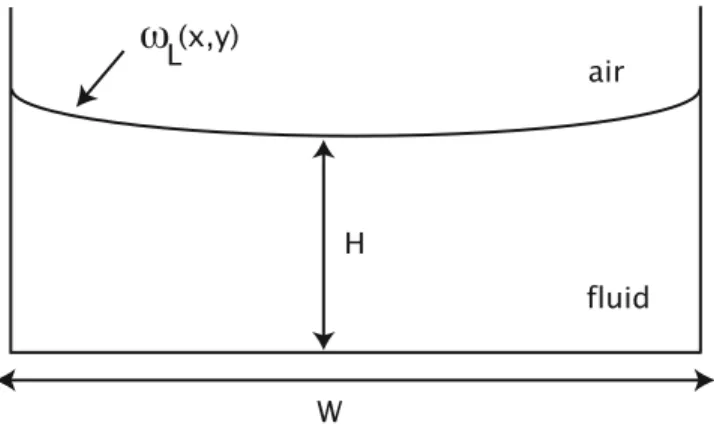 Figure 5. Cross-sectional scheme of the interface w L between fluid and air.