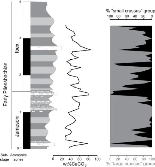 Fig. 9). This correlation  indicates that ∼61.5% of the observed mean size variations are  explained by fluctuations in the relative abundance of the “small” and “large crassus” groups