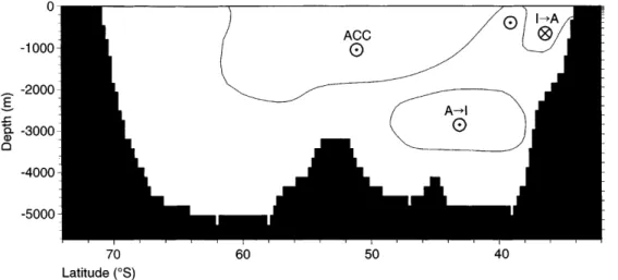 Fig. 10. A schematic meridional section along 20  E between  Ant-arctica at 72  S and South Africa at 33  S