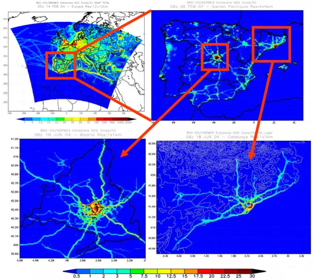 Figure 4. The HERMES anthropogenic and biogenic emission model has been specifically developed as a high-resolution (1 km 2 and 1 h) emission model under a GIS framework
