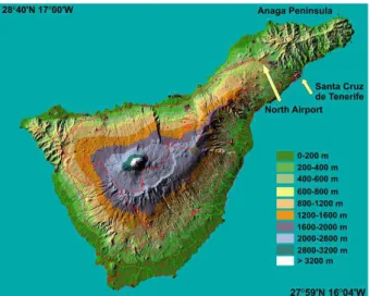 Figure 1. Topographic map of Tenerife (from Carta Digital v2.0).