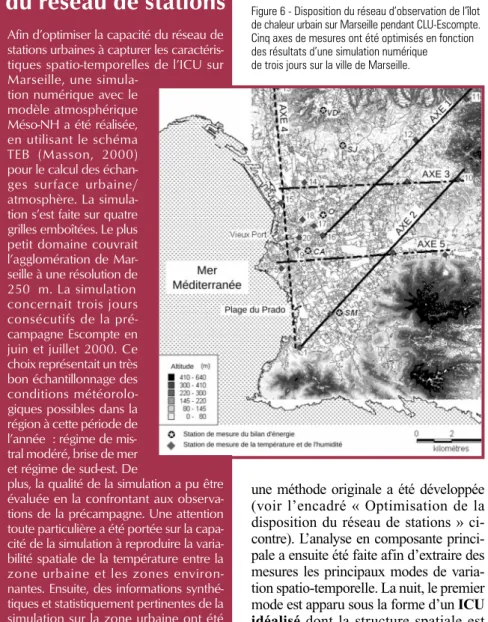 Figure 6 - Disposition du réseau d’observation de l’îlot de chaleur urbain sur Marseille pendant CLU-Escompte.