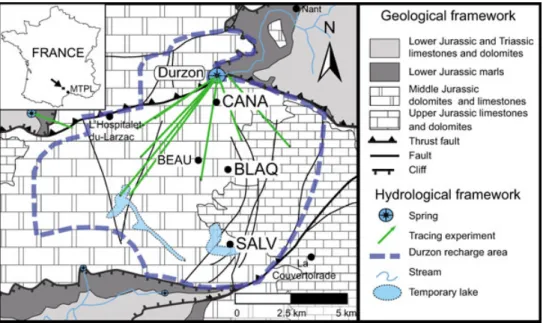 Figure 1. Hydrogeological location map of the studied area, modified after Jacob et al