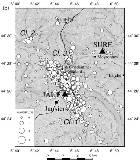 Figure 3. SW-NE section across the 2003 – 2004 earth- earth-quake swarm (double-difference locations)