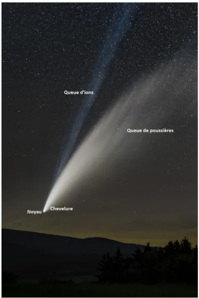 Figure 1.7: Structure de la comète C/2020 F2 NEOWISE, prise en Juillet 2020 en République-Tchèque