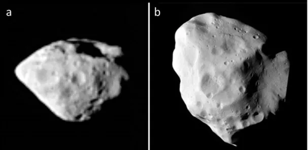 Figure  1.16:  Photographies  du  noyau  de  la  comète  Churyumov-Gerasimenko  par  la  sonde  Rosetta  pour  différentes  distances