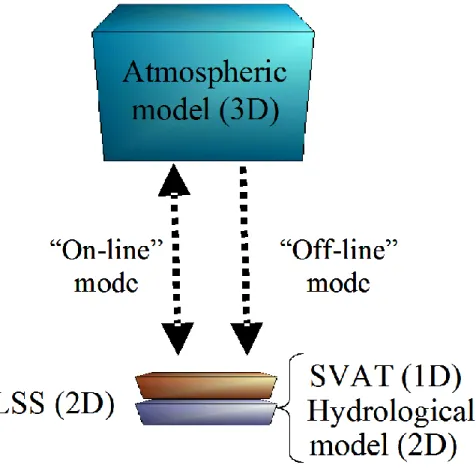 Fig. 1. A strategy for coupled atmosphere, land and hydrology models.