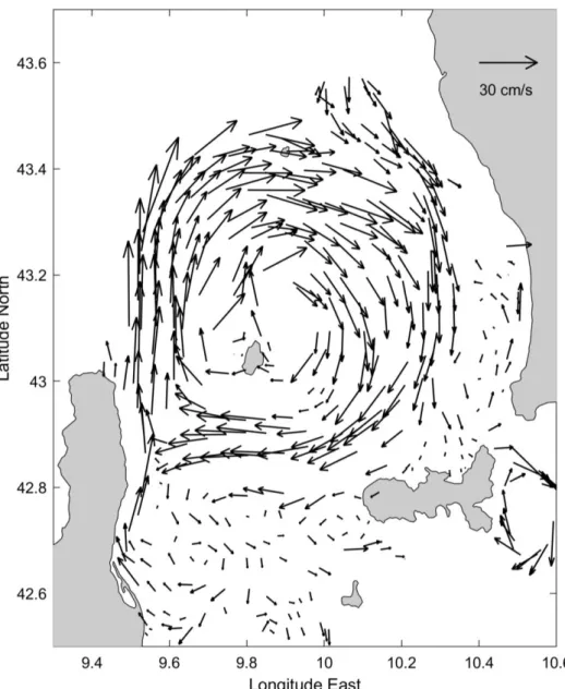 Figure 4. Mean surface circulation (arrows) and mean kinetic energy (colors, cm 2 /s 2 ) in study 623 