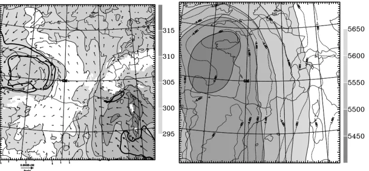 Figure 5. Model domains for simulations for the (left) Aude case, (middle) Gard case and (right) He´rault case