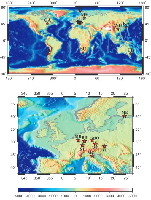 Figure 2. Location of the different superconducting gravimeters of the Global Geodynamics Project (GGP) network.