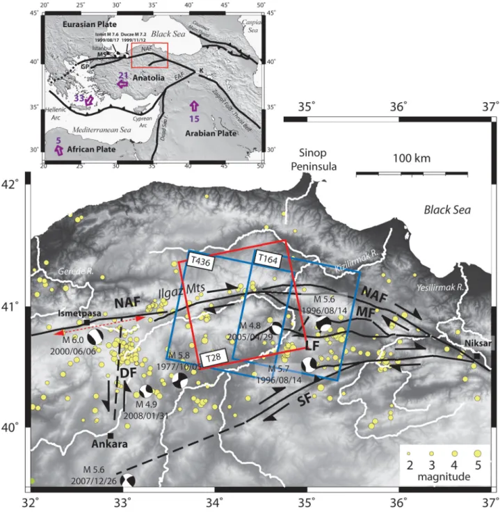 Figure 1. (Top) Simplified seismo-tectonic map of eastern Mediterranean and Middle East