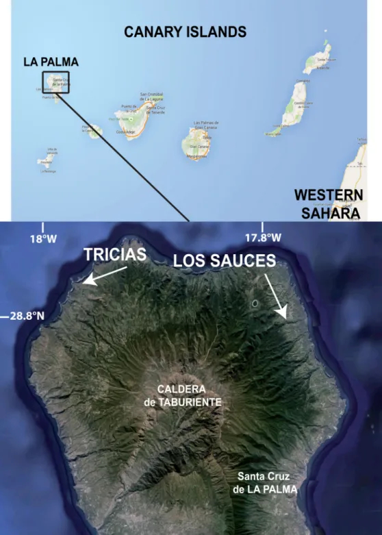 Figure 1. Sampling sites locations (plotted using Google Earth data).