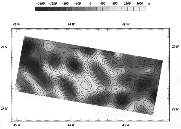 Fig. 7a.  Map of variations  in crustal  thickness  determined  by downward  continuation  of the residual  gravity anomalies  to 8 km level