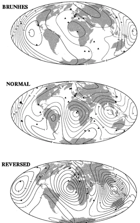 Figure 9. Maps of inclination anomalies (inclination corresponding to each field model from Fig