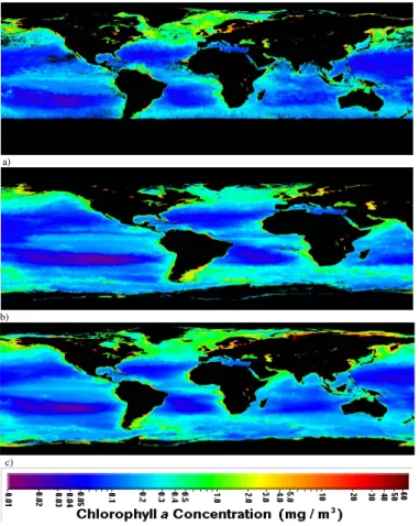 Fig. 1. SeaWiFS (Sea-viewing Wide Field-of-view Sensor) satellite pictures about surface wa- wa-ters biological activity
