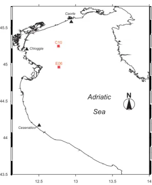 Fig. 1. Study area and location of the sampling stations C10 and E06.