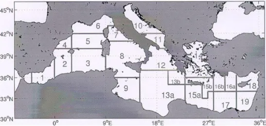 Fig. 4. The homogeneous areas derived from comparison of mean profiles and standard deviations.
