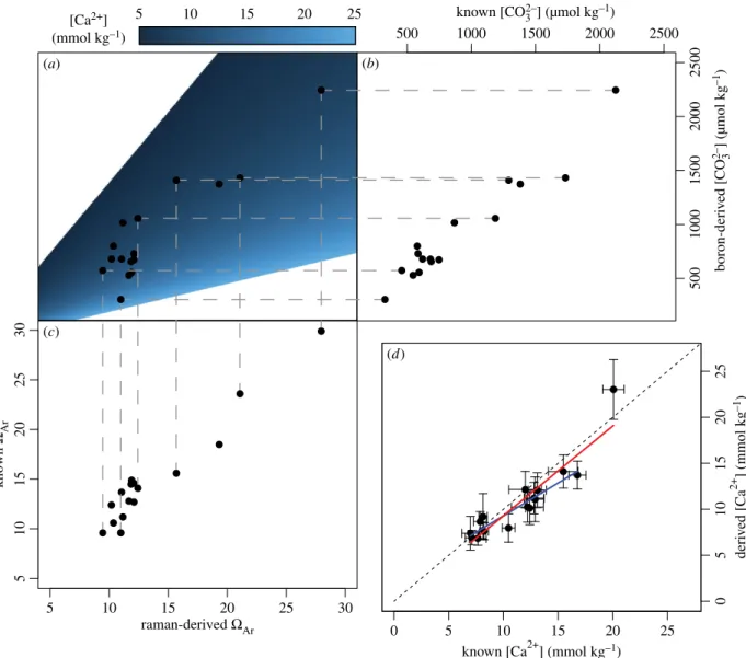 Figure 1. Test of deriving [Ca 2 þ ] from abiogenic aragonites precipitated under various Ca 2 þ concentrations